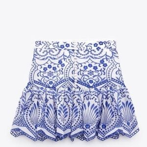 Zara White and Blue Skirt